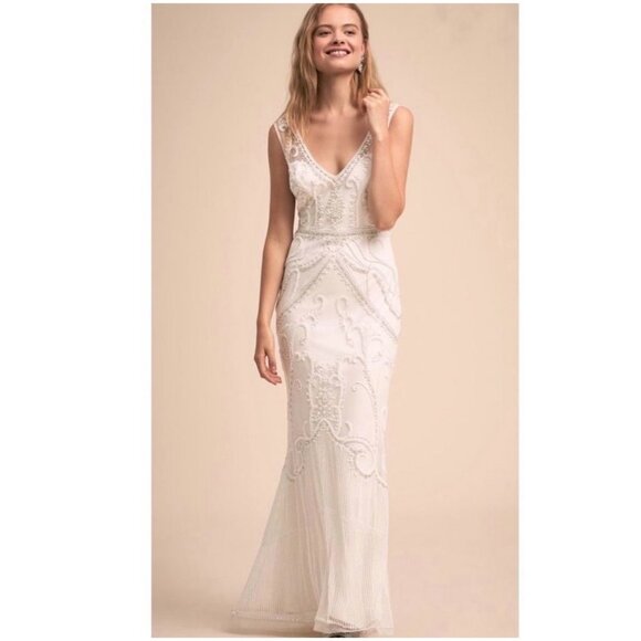BHLDN Dresses & Skirts - BHLDN Sorrento Beaded Off-White Sleeveless Wedding Gown